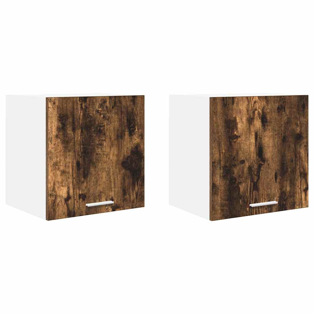 Hanging Cabinet Riga 2 pcs Smoked Oak and White 40 x 31 x 40 cm